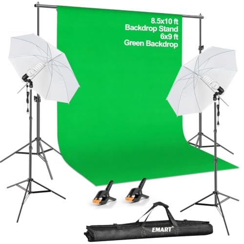 EMART 8.5x10FT Green Screen Backdrop Kit with Umbrella...