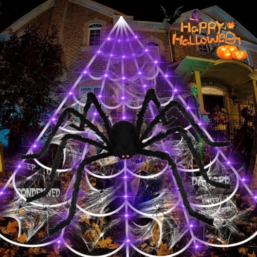 Spider Web Lights 200LED Purple Halloween String Light