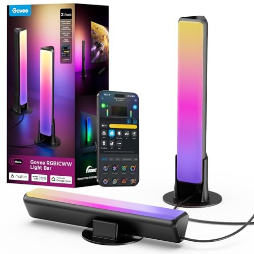 Govee Smart Light Bar, RGBICWW TV Lights for Gaming