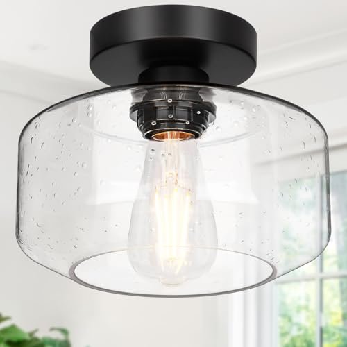 Industrial Semi Flush Mount Ceiling Light, 800 Lumen LED...