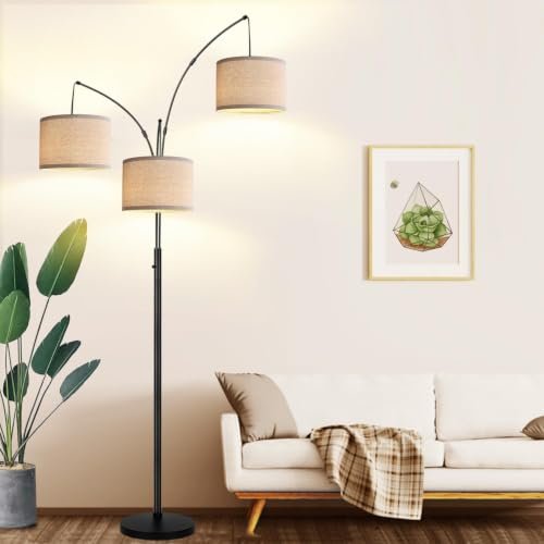 Dimmable 3 Lights Floor Lamp - 3000LM Super Bright Arc.