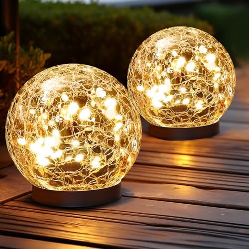 JKIMK Solar Globe Lights Outdoor Waterproof-Solar Balls for...