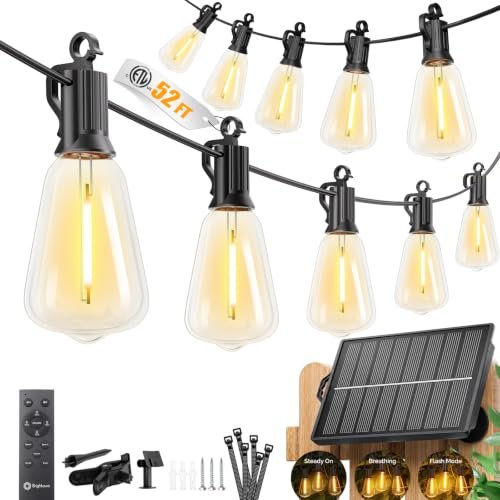 Brightown 52FT Solar String Lights Outdoor Waterproof, long...