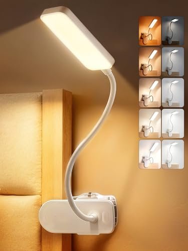 Clip on Lamp, 9 Brightness+5 Colors Reading for Books
