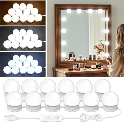 LED Vanity Mirror Lights with 12 Stick On Bulbs