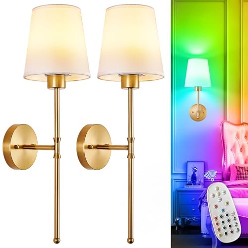 Depuley Battery Operated Wall Sconce: Set of 2 Wireless...