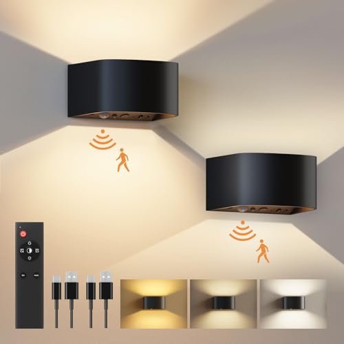 FULEN Motion Sensor Wall Light with Remote, 3 Colors,...