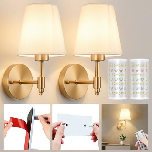 Nekhung Battery Operated Wall Sconce, Peel and Stick Set
