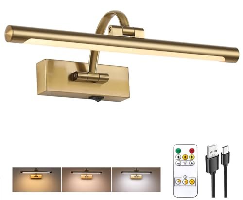 Tassuowell Wireless Picture Lights for Wall Rechargeable,...