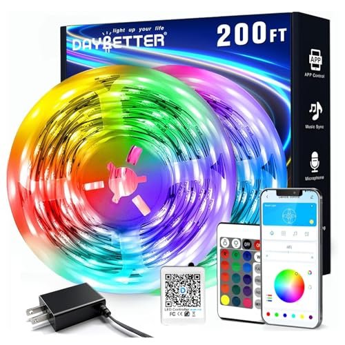 DAYBETTER LED Strip Lights 200 ft (2 Rolls Smart App