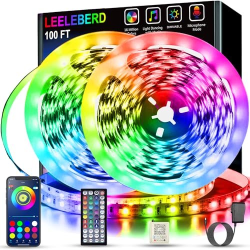 Leeleberd Led Lights for Bedroom 100 ft Music Sync